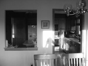 Old wall separating the kitchen and the dining space.