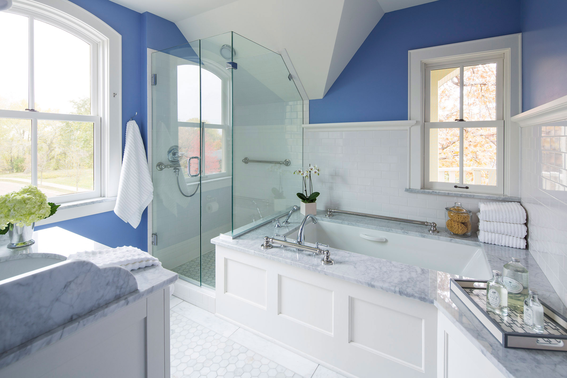 Guest Bath with Carrara Marble Tops & Floor