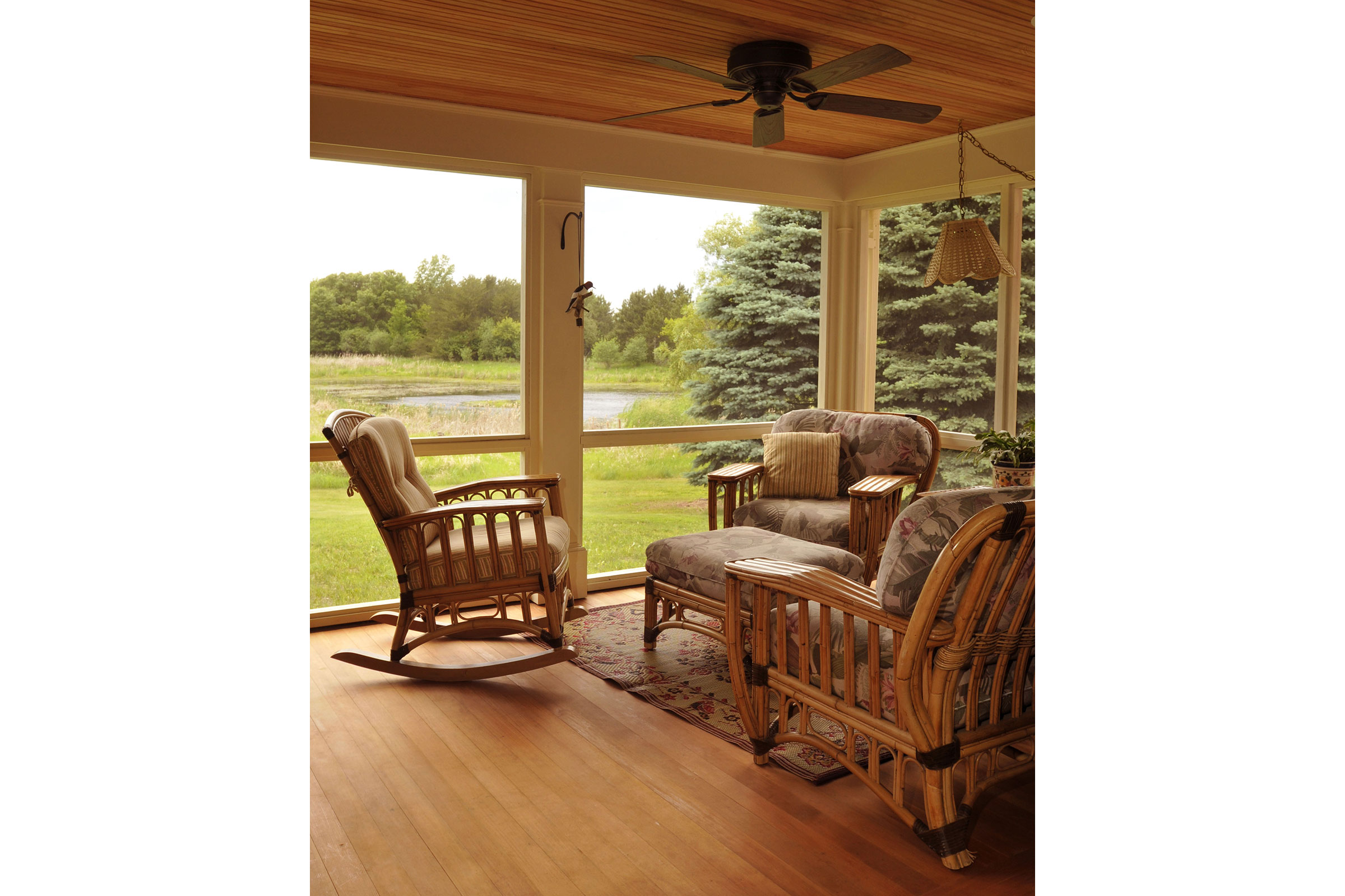 Screened Porch with Douglas Fir Floor & Ceiling